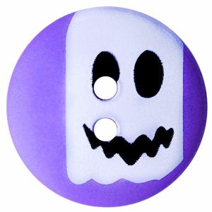 Handicrafts | Children Button Polyamide Round Shape With Ghost Print And 2 Holes – Size: 15Mm – Color: Purple